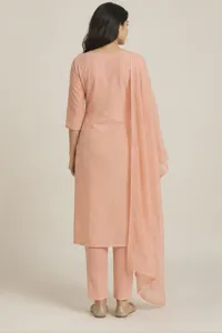 Aisha peach embroidered set