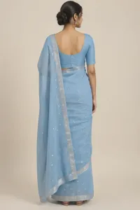 Akash sky-blue Chanderi saree