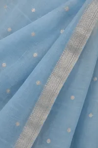 Akash sky-blue Chanderi saree