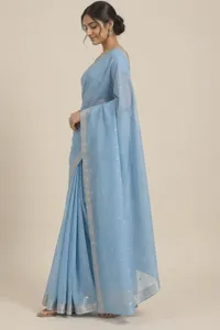 Akash sky-blue Chanderi saree
