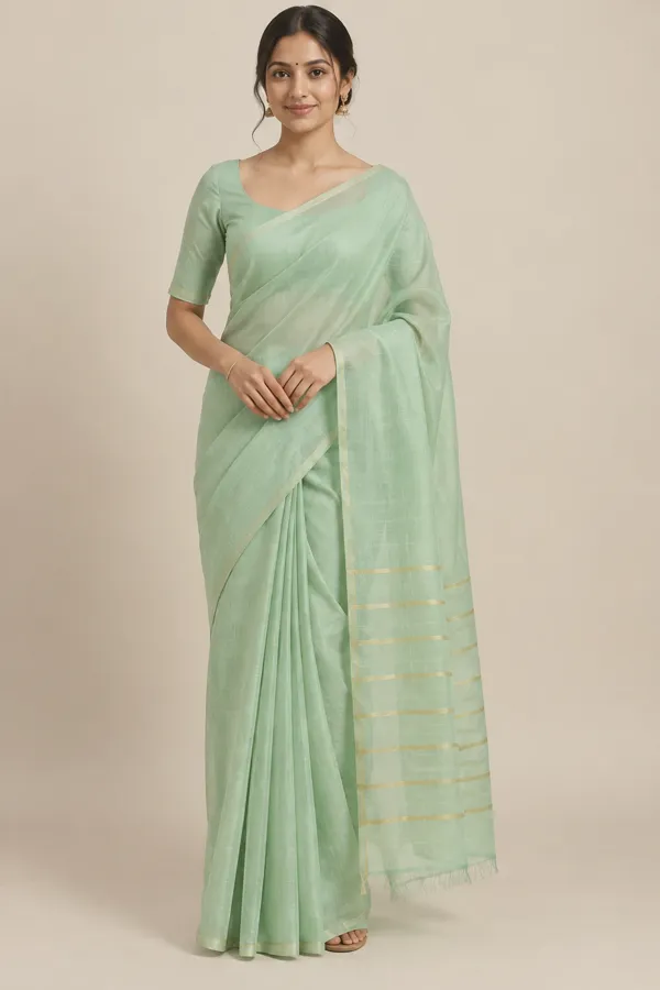 Amrapali mint Chanderi saree — front
