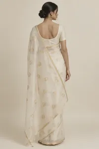 Chandni ivory Chanderi saree