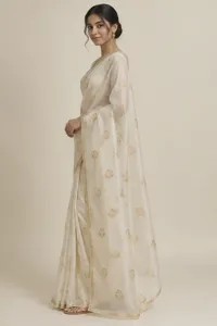 Chandni ivory Chanderi saree