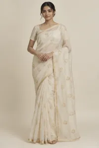 Chandni ivory Chanderi saree