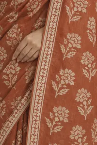 Genda rust cotton saree
