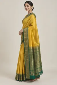 Haldi golden silk saree