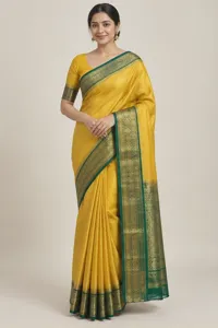 Haldi golden silk saree
