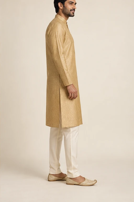 Ishaan gold kurta set — design view