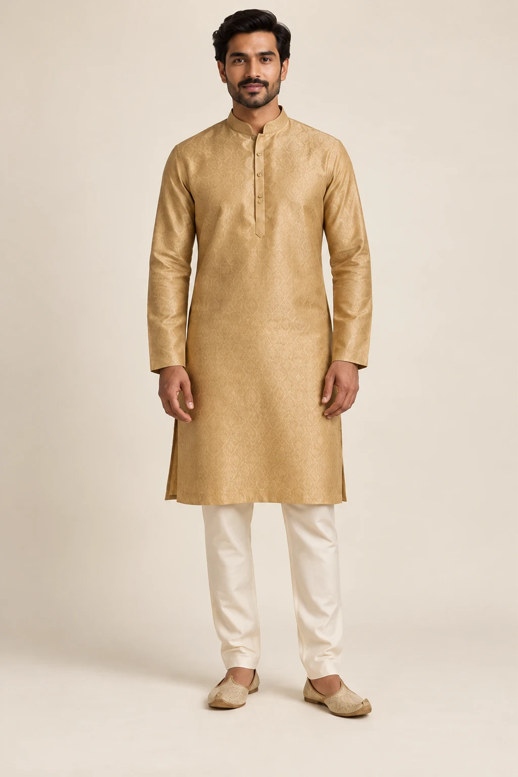 Ishaan gold kurta set — design view