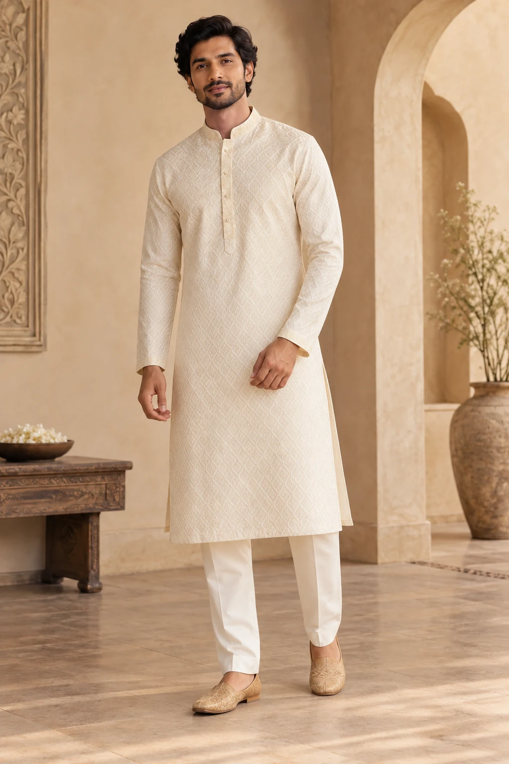 Aarav jacquard kurta set — design view