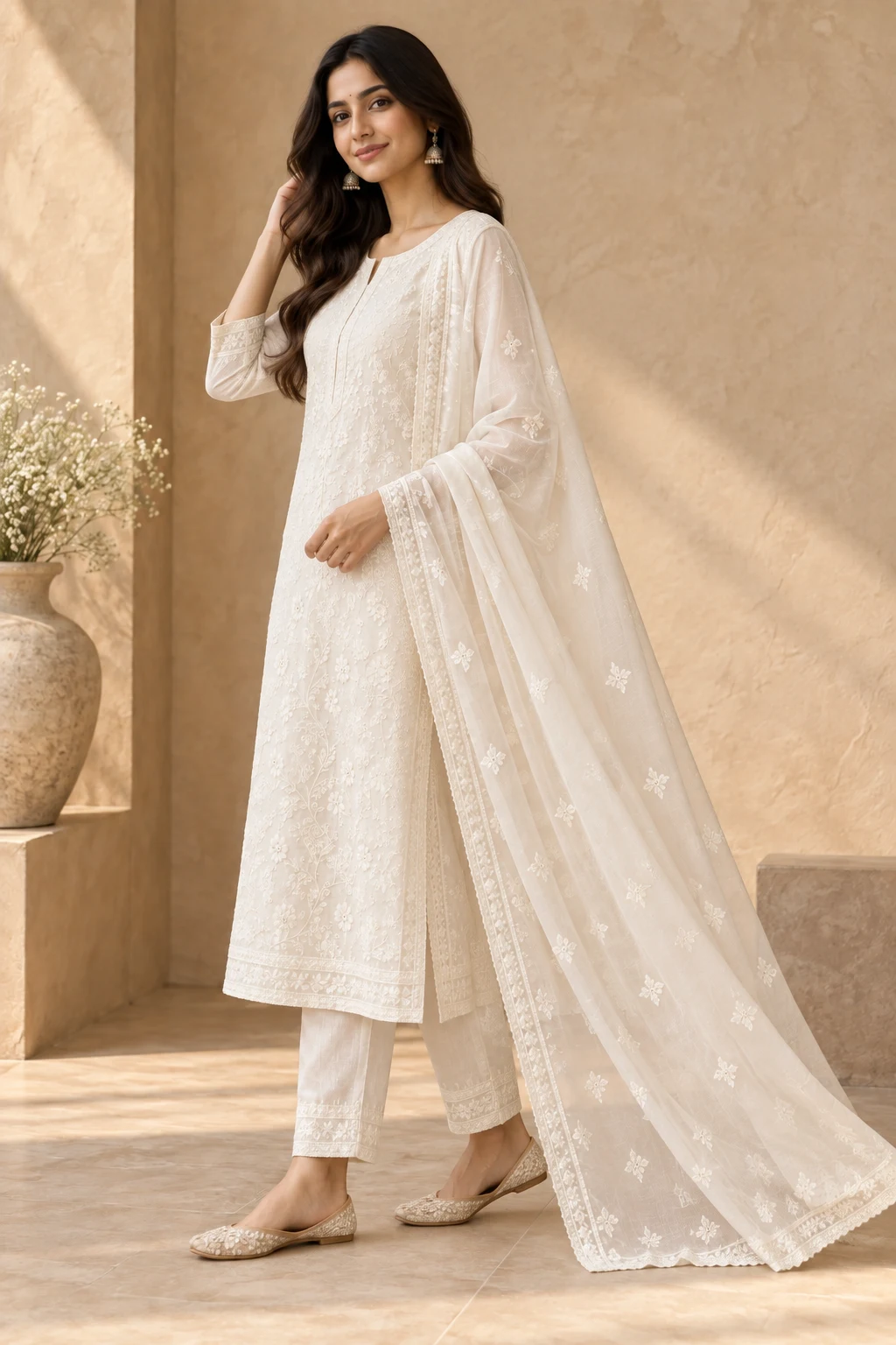 Noor embroidered suit set — design view