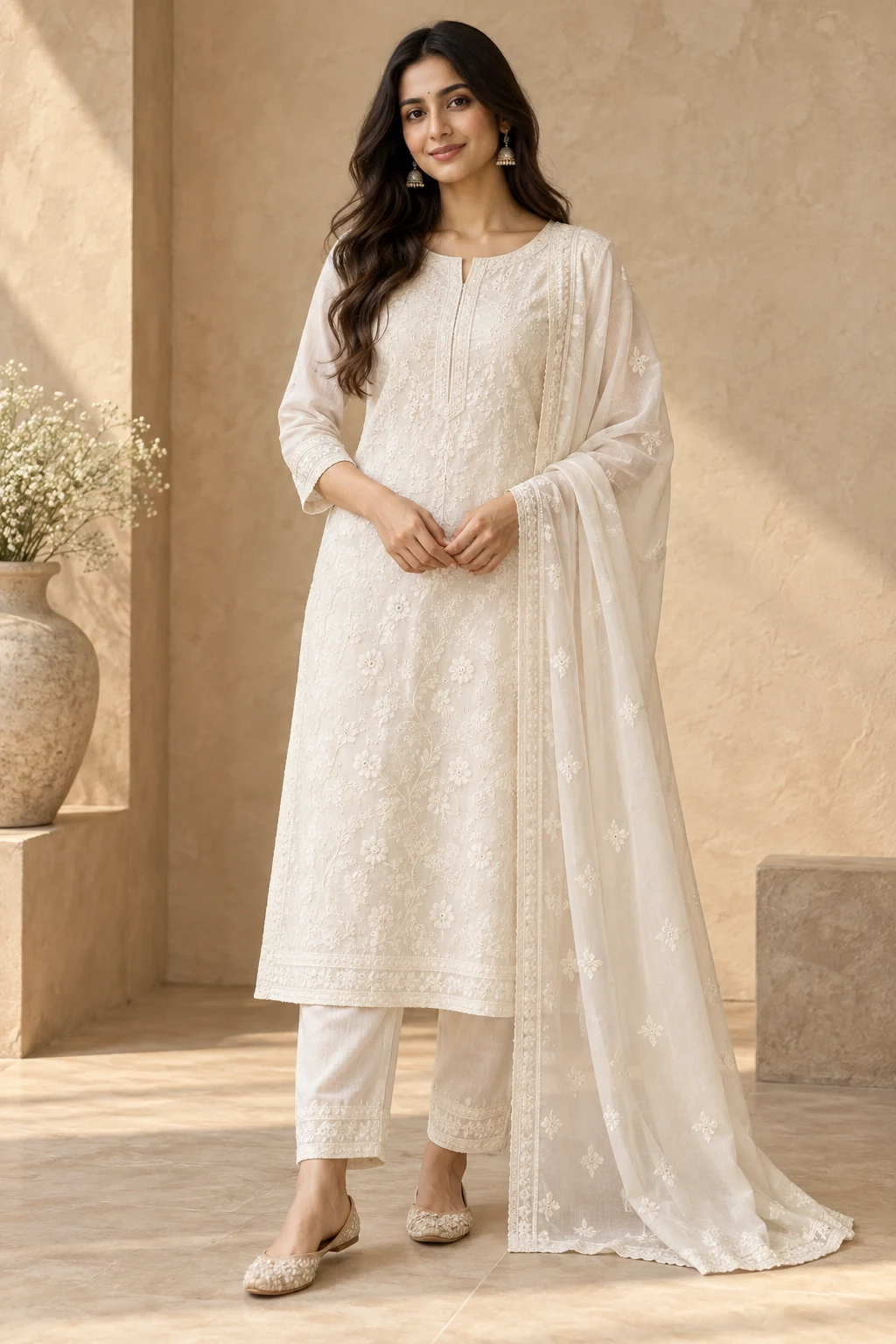 Noor embroidered suit set — front