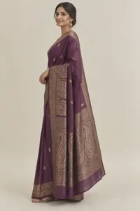 Jamuni plum silk saree