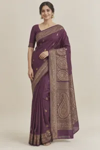 Jamuni plum silk saree