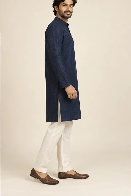 Kabir navy kurta set — design view