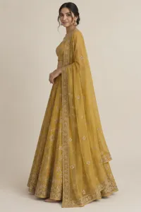 Kanak mustard festive lehenga