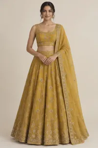 Kanak mustard festive lehenga