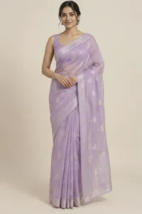 Lavanya lilac Chanderi saree