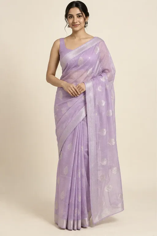 Lavanya lilac Chanderi saree — front