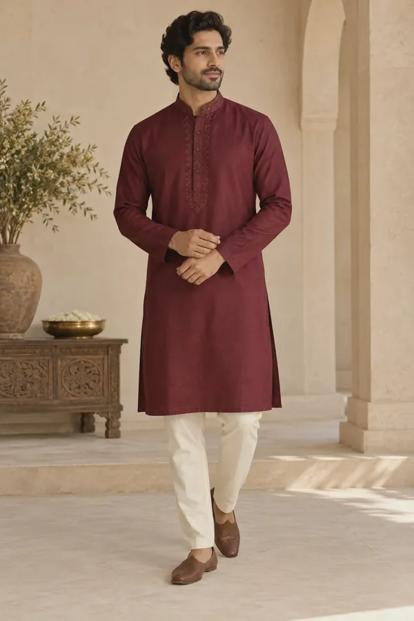 Veer embroidered kurta set — front
