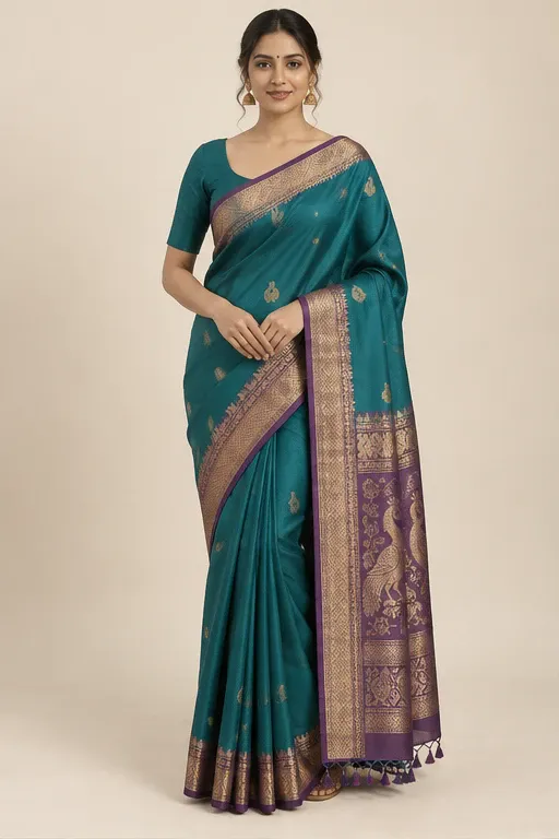Mayur peacock silk saree — front