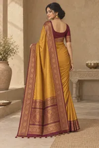 Kesariya silk saree