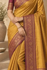 Kesariya silk saree