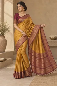 Kesariya silk saree
