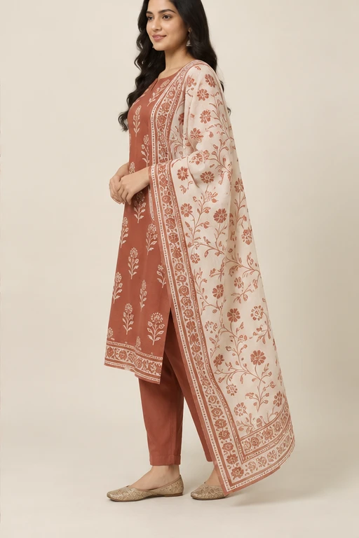 Palash terracotta cotton set — design view