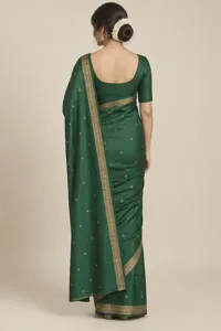 Panna emerald silk saree