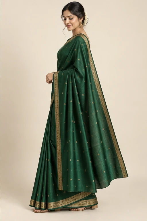 Panna emerald silk saree — design view