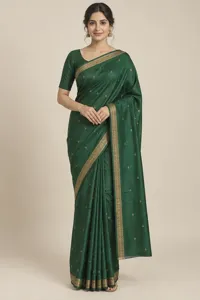 Panna emerald silk saree