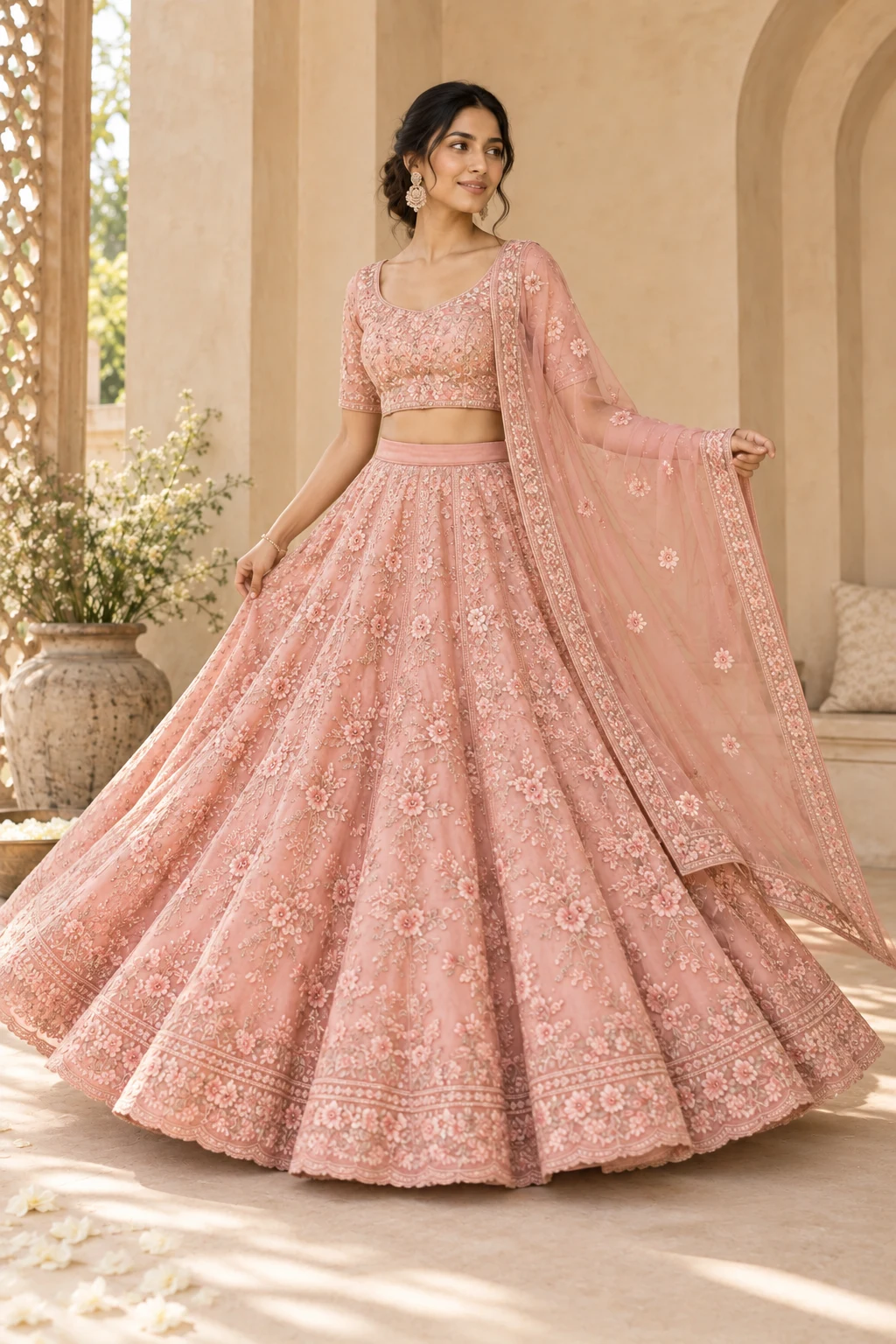 Aabha floral lehenga — design view