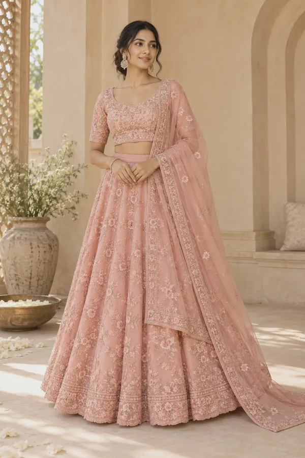 Aabha floral lehenga — front