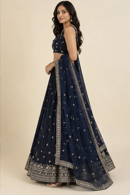 Raaga navy occasion lehenga — design view
