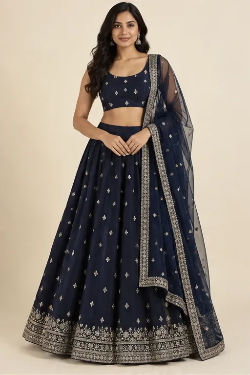 Raaga navy occasion lehenga — front