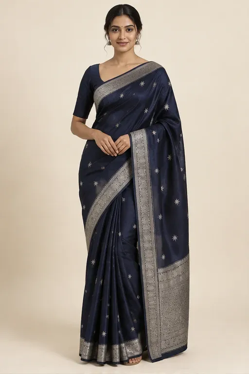 Raat midnight silk saree — front