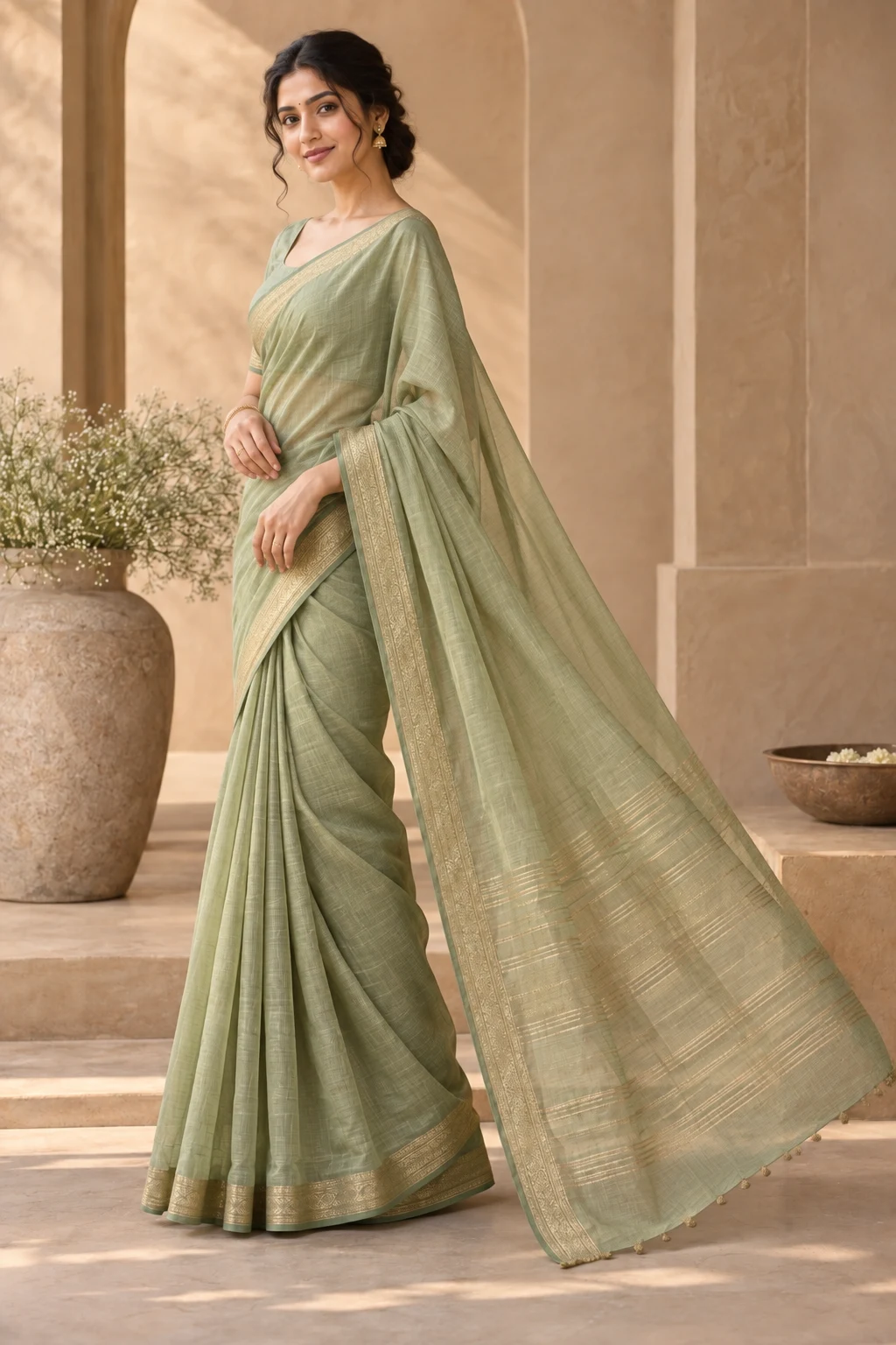 Mehr Chanderi saree — design view