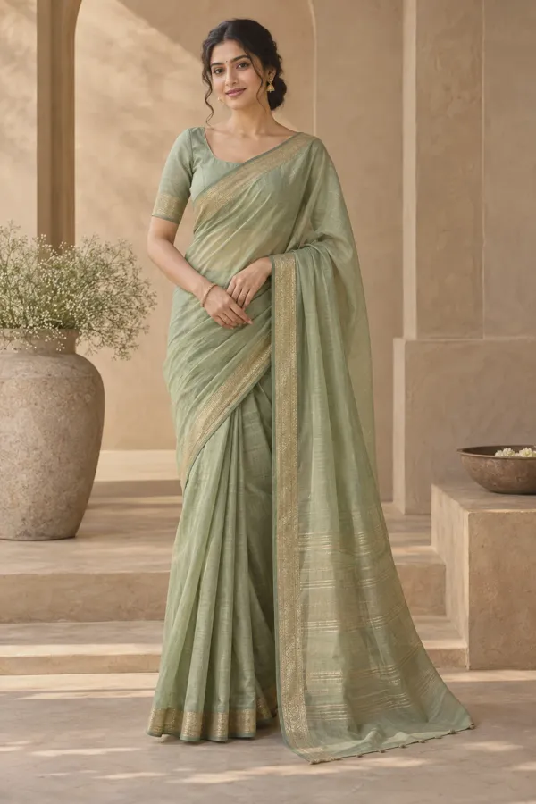 Mehr Chanderi saree — front