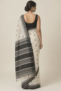 Shvet monochrome cotton saree
