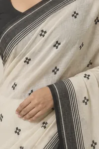 Shvet monochrome cotton saree