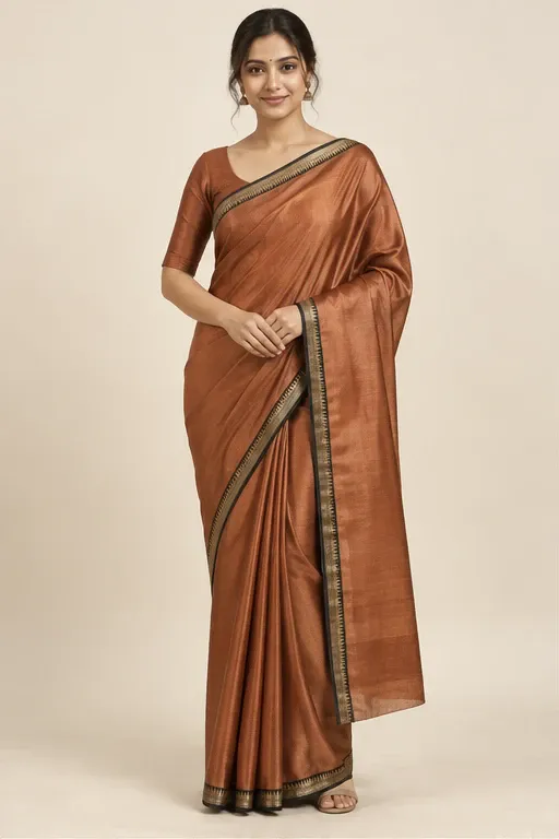 Surya copper silk saree — front