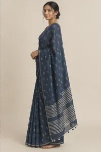 Tara indigo cotton saree