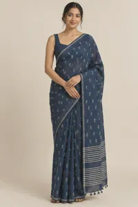 Tara indigo cotton saree