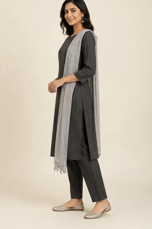 Tara charcoal cotton set — design view