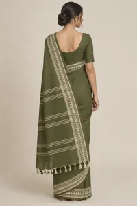 Tulsi olive cotton saree