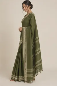 Tulsi olive cotton saree