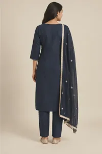 Zoya navy embroidered set